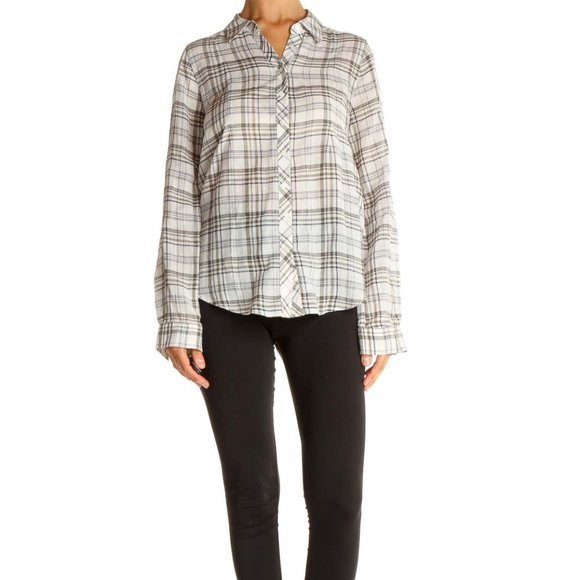 Joie Tops - Joie Beige Checkered All Day Wear Shirt